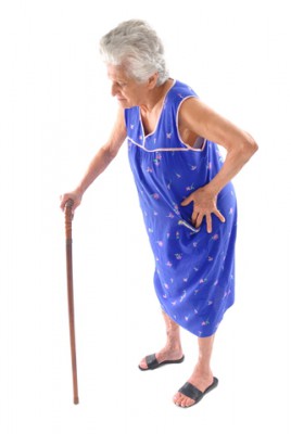 older women with walking stick
